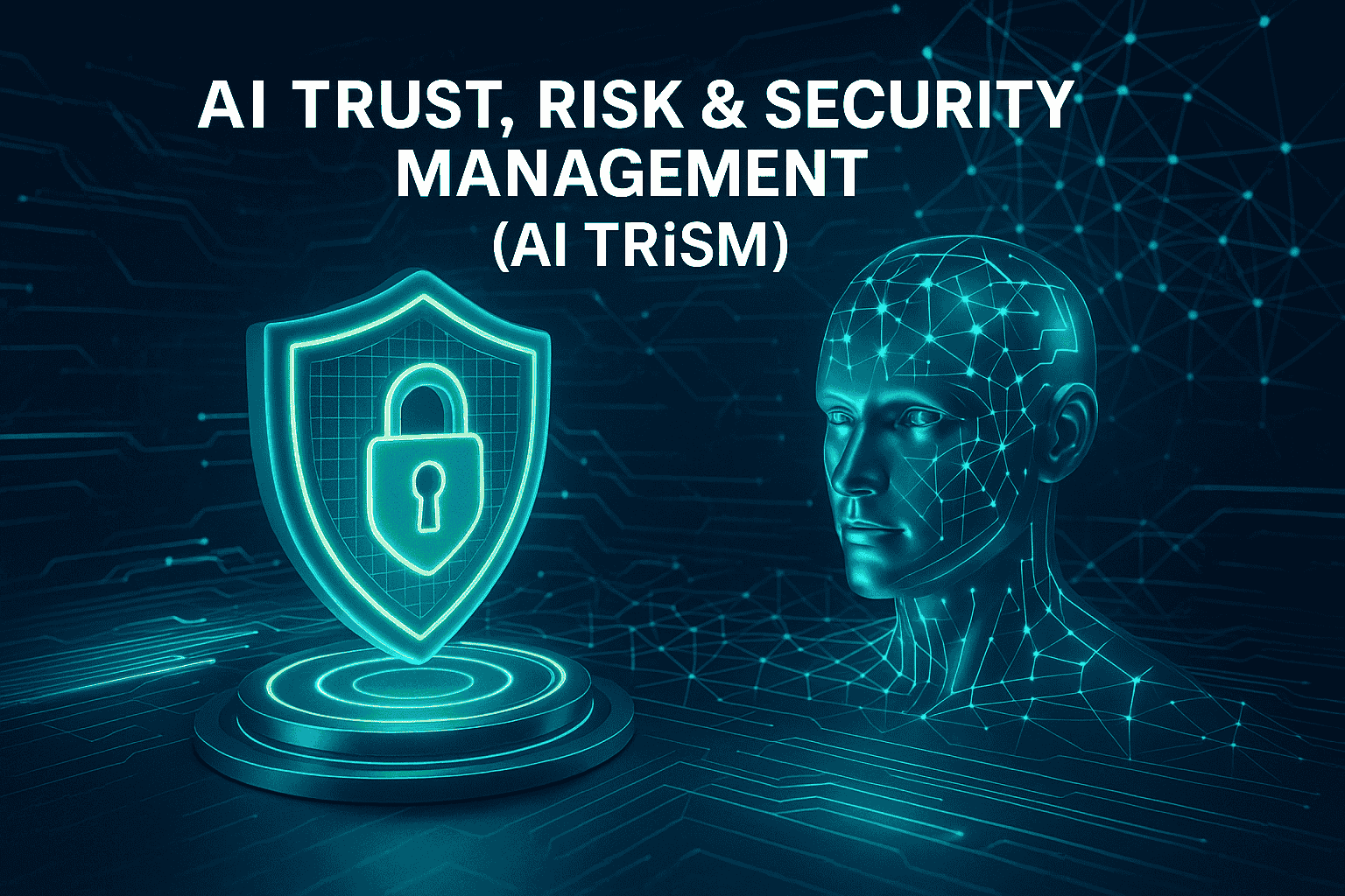 AI Trust Risk & Security Management (AI TRiSM) Post The image depicts the concept of AI Trust, Risk, and Security Management (AI TRISM).